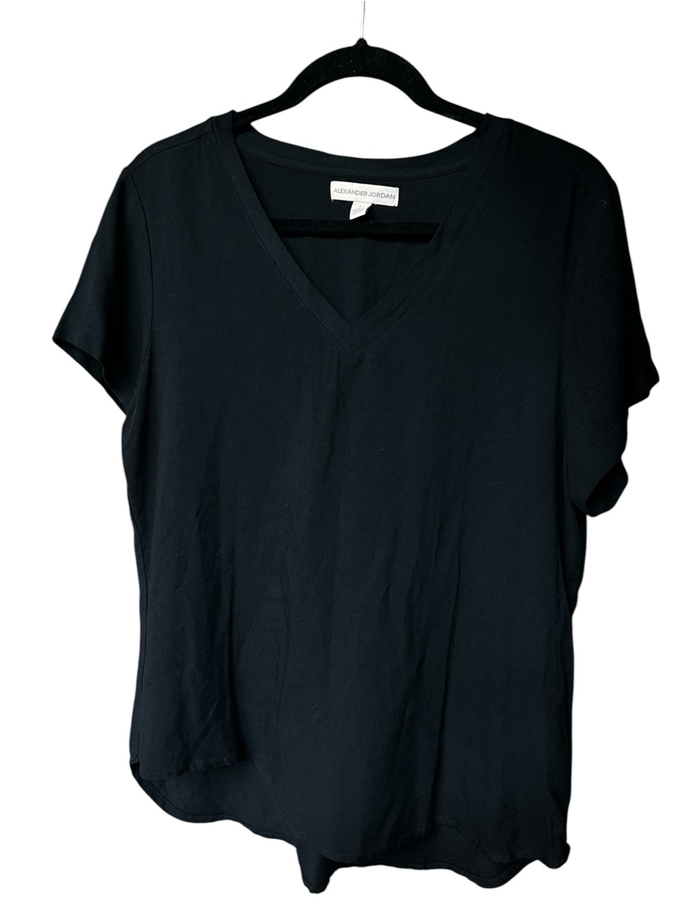 Alexander Jordan Women’s Black Short Sleeve V - Neck Tee Shirt Size L - Picture 2 of 14